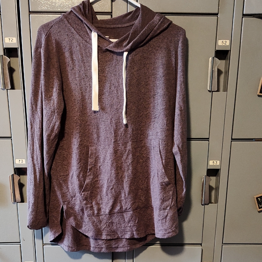 Cozy Heathered Hoodie with White Drawstrings